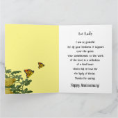 Gele en paarse bloemen 1e dame Jubileum Kaart (Binnen)