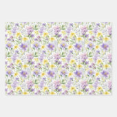 Gele en paarse bloemen Botanische Print Inpakpapier Vel (Voorkant 3)