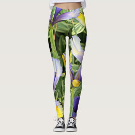 Gele en paarse irissen leggings