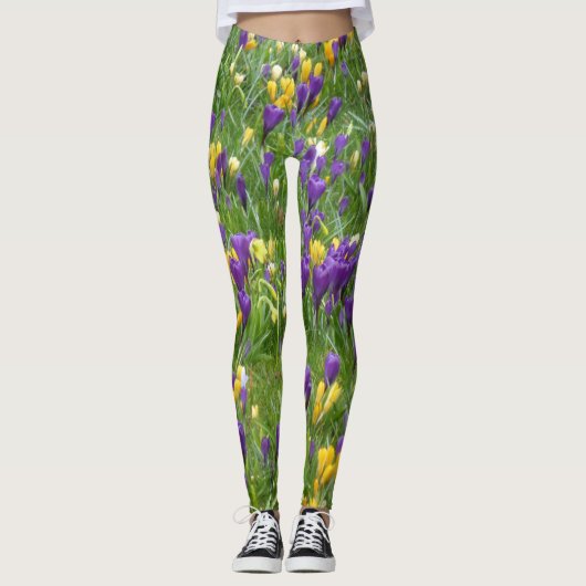 Gele en Paarse kruisingen Leggings (Voorkant)