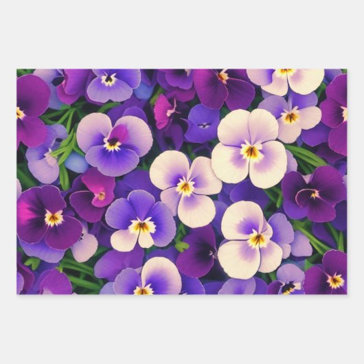 Gele en Paarse Pansies Inpakpapier Vel (Voorkant 3)