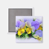 Gele en Paarse Pansies Magneet (Voorkant / Achterkant)