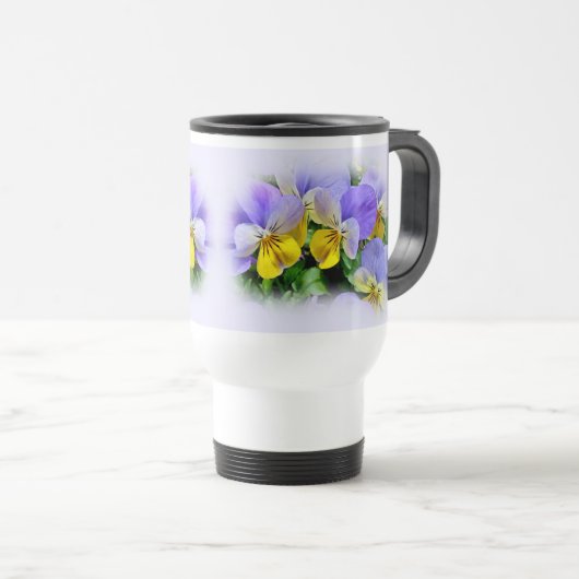 Gele en Paarse Pansies Reisbeker (Voorkant rechts)