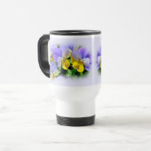 Gele en Paarse Pansies Reisbeker (Voorkant links)
