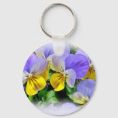 Gele en Paarse Pansies Sleutelhanger (Voorkant)