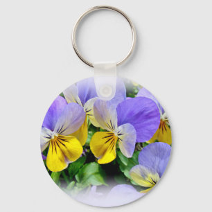 Gele en Paarse Pansies Sleutelhanger