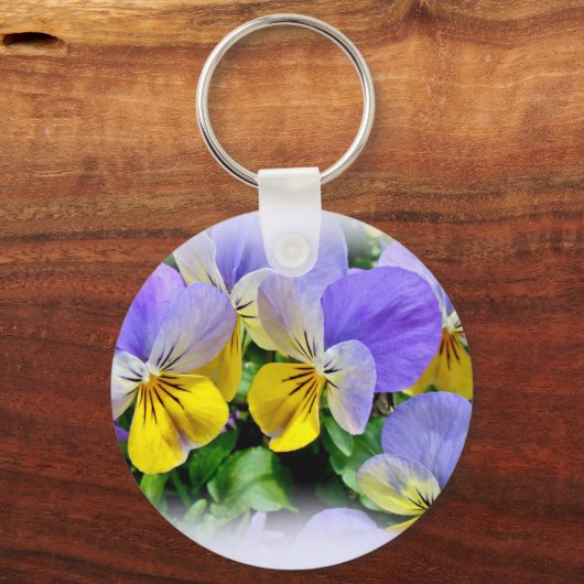 Gele en Paarse Pansies Sleutelhanger (Voorkant)