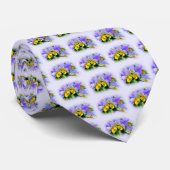 Gele en Paarse Pansies Stropdas (Opgerold)