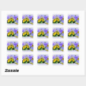 Gele en Paarse Pansies Vierkante Sticker (Vel)