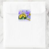 Gele en Paarse Pansies Vierkante Sticker (Tas)