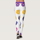 💛 Gele en 💜 paarse pickleballen op wit Leggings (Achterkant)