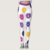 💛 Gele en 💜 paarse pickleballen op wit Leggings (Voorkant)