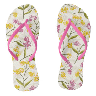 Gele en paarse rozen teenslippers