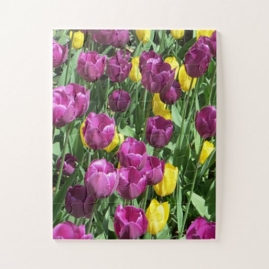 Gele en Paarse Tulip Flowers Legpuzzel (Verticaal)
