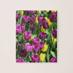 Gele en Paarse Tulip Flowers Legpuzzel