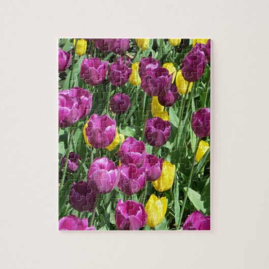 Gele en Paarse Tulip Flowers Legpuzzel (Verticaal)