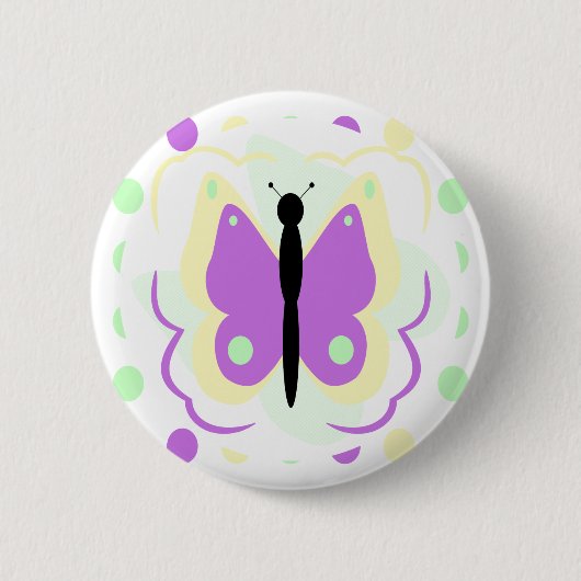 gele en Paarse vlinderButton Ronde Button 5,7 Cm (Voorkant)