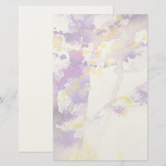 gele en paarse waterverf achtergrond briefpapier (Voorkant / Achterkant)