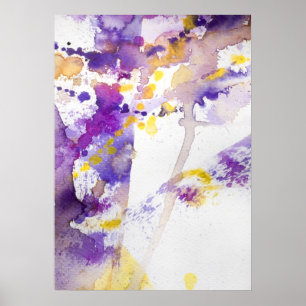 gele en paarse waterverf achtergrond poster