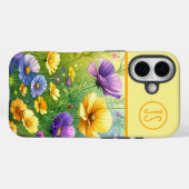 Gele en Paarse Wildflowers Monogrammed Case-Mate iPhone Case (Achterkant (horizontaal))