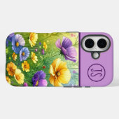 Gele en Paarse Wildflowers Monogrammed Case-Mate iPhone Case (Achterkant (horizontaal))