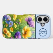 Gele en Paarse Wildflowers Monogrammed Case-Mate iPhone Case (Achterkant (horizontaal))