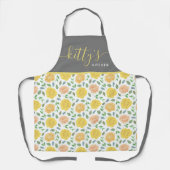 Gele en perzikroos all-over print schort (Voorkant)