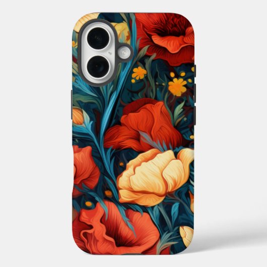 Gele en rode bloemen Botanische Print Case-Mate iPhone Case (Achterkant)