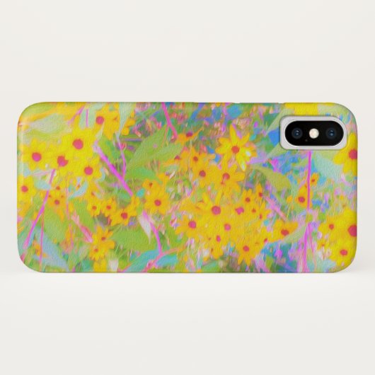 Gele en Rode Bloemen met Turquoise Case-Mate iPhone Case (Achterkant (horizontaal))