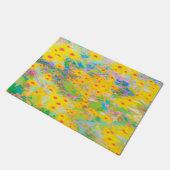 Gele en Rode Bloemen met Turquoise Deurmat (Schuin)