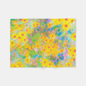 Gele en Rode Bloemen met Turquoise Fleece Deken (Voorkant (Horizontaal))