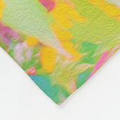 Gele en Rode Bloemen met Turquoise Fleece Deken (Hoek)