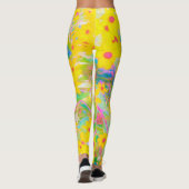  Gele en Rode Bloemen met Turquoise Leggings (Achterkant)