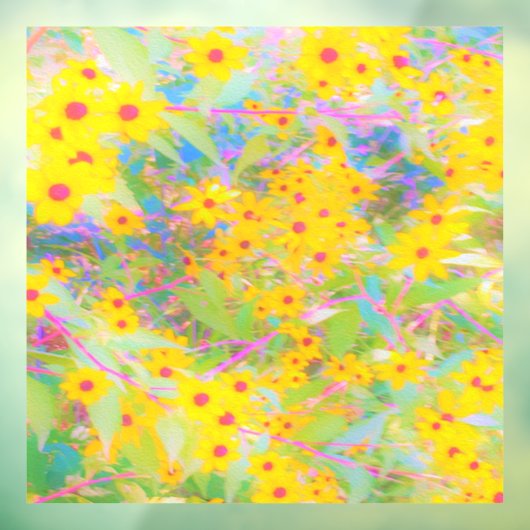 Gele en Rode Bloemen met Turquoise Raamsticker (Vel 3)