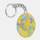  Gele en Rode Bloemen met Turquoise Sleutelhanger (Voorkant Links)