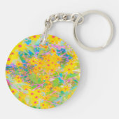  Gele en Rode Bloemen met Turquoise Sleutelhanger (Achterkant)