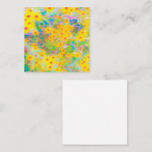  Gele en Rode Bloemen met Turquoise Vierkante Visitekaartje (Voorkant / Achterkant)