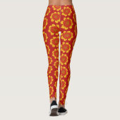 Gele en rode bloemen schattig bloemmotief leggings (Achterkant)