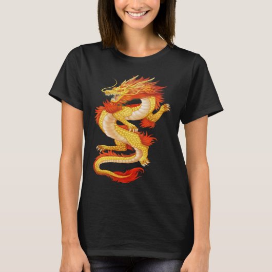 Gele en Rode Chinese Draak T-shirt (Voorkant)