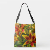 Gele en Rode Daglel Bloemstuk Crossbody Tas (Achterkant)