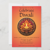 Gele en Rode Diya Diwali Uitnodiging voor viering (Voorkant)