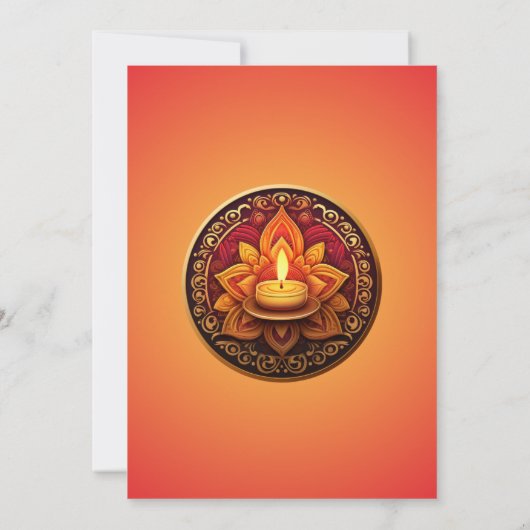 Gele en Rode Diya Diwali Uitnodiging voor viering (Achterkant)