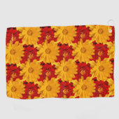 Gele en rode, geelbruine bloemen golfhanddoek (Horizontaal)