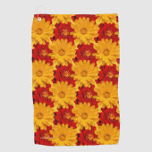 Gele en rode, geelbruine bloemen golfhanddoek (Voorkant)