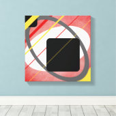 Gele en rode geometrische ontwerp omwikkelde canva canvas afdruk (Insitu (Houten vloer))