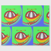 Gele en rode helikopter cadeaupapier (Vlak)