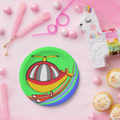 Gele en rode helikopter papieren bordje (Feest)