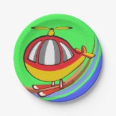 Gele en rode helikopter papieren bordje (Voorkant)