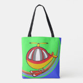 Gele en rode helikopter tote bag (Achterkant)