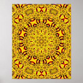 Gele en rode  Kaleidoscoop Poster